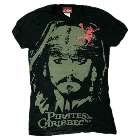Pirates of The Caribbean Jack Sparrow Shirt Top Size M Black Green - Picture 8 of 8